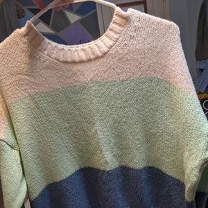 Three color striped sweater